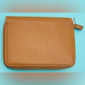 Tiffany & Co Brown Leather Zip Wallet EUC